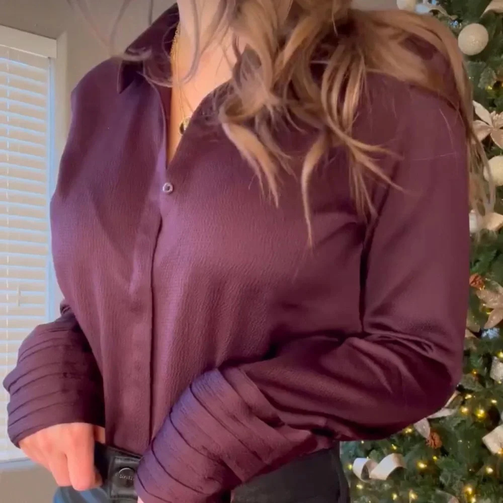 Express Textured Button Up In Plum - image 2